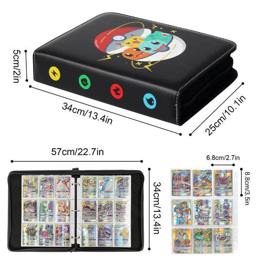 Card collection album, 900 cards capacity with 9 pockets on 50 pages. High-quality waterproof PU leather. Great gift for kids.
