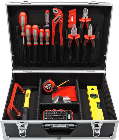 FAMEX 755-58 Aluminum tool case filled with 164 pieces - tool box packed with tool set.