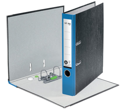 Leitz A4 folder, pack of 10, 100% recycled paper, 50mm spine width, holds 350 sheets, Blue Angel & FSC certified, for school, study & home use, blue color, 10540035.
