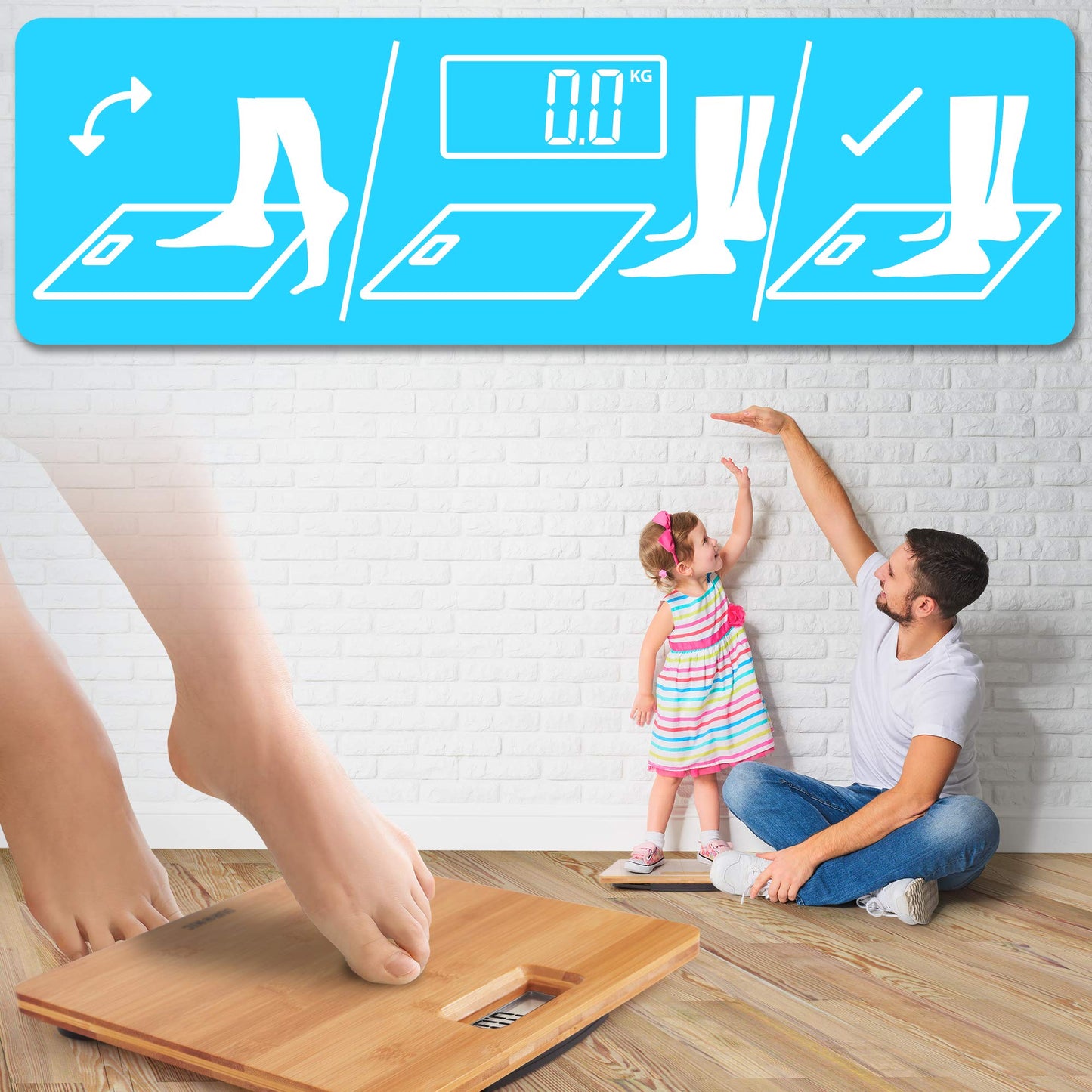 Duronic BS503 Digital Bathroom Scale 180kg | Large LCD Display | High-precision sensors for accurate measurements | Body scale automatically turns off | Made from eco-friendly bamboo for weight monitoring.