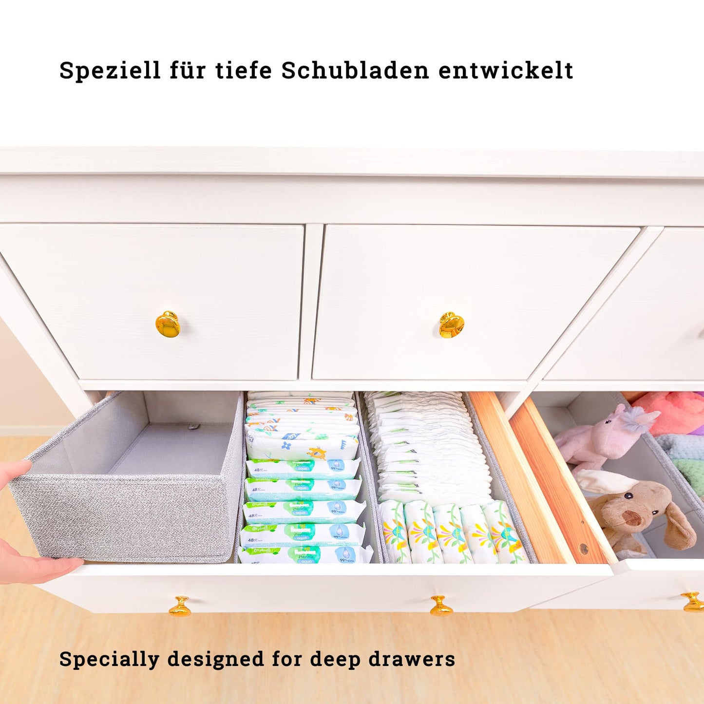 SIMPLE JOY® HEMNES DOUBLE FileFolding Box for IKEA HEMNES 160cm Double Dresser; Certified free of harmful substances, THE ORIGINAL; precise fit; Drawer organization system secure for baby clothing, changing needs; 6-piece set