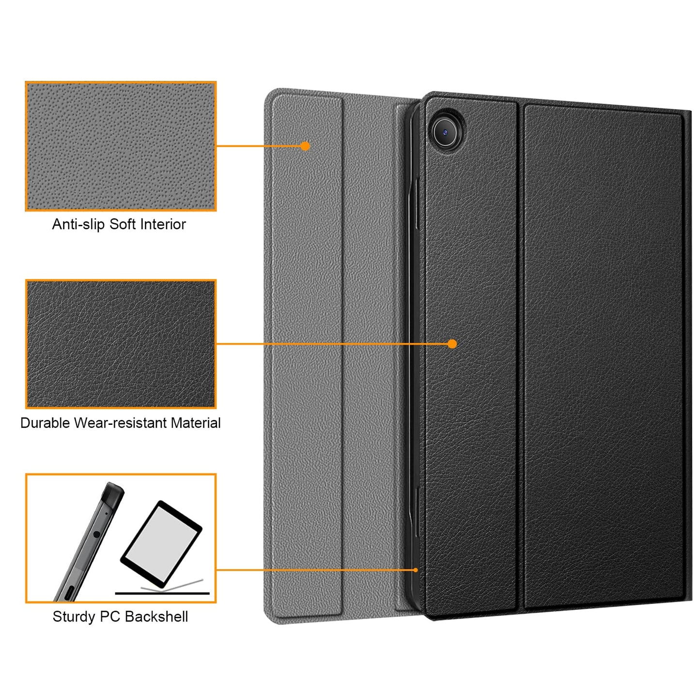 FINTIE keyboard case for Lenovo Tab M10 (3rd Gen) Tablet 10.1" TB-X306F 2022, slim cover with detachable QWERTZ Bluetooth keyboard, not for M10 Plus (3rd Gen) 10.6", Black