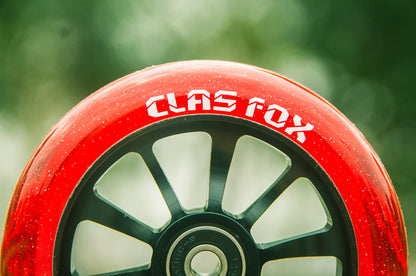 CLAS FOX Pro Stunt Scooter Wheels Roller Wheels 110mm A Pair with ABEC-9 Bearings CNC Metal Core (2 pieces) (Transparent Red)