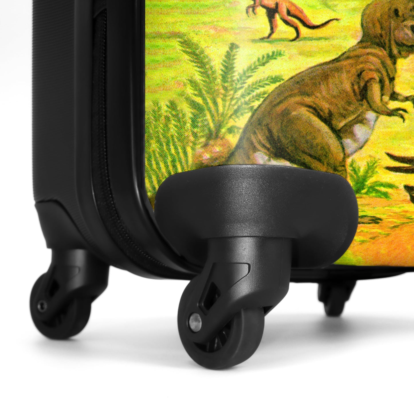 NoBoringSuitcases.com® Kids Suitcase Boys Trolley Carry on Luggage Gift - Dino - Illustration - Yellow - Boys Kids Luggage, 55x40x20