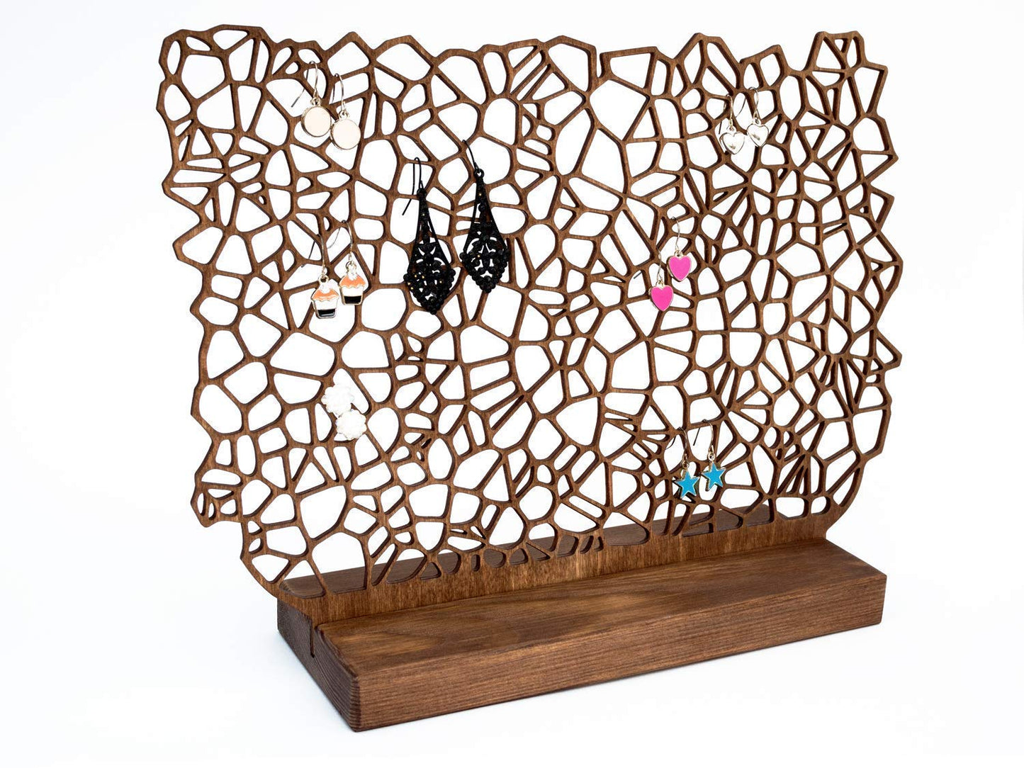Wooden earring holder - Handmade earring storage with unique design - Eco-friendly jewelry accessory gift