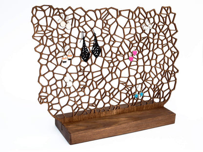 Wooden earring holder - Handmade earring storage with unique design - Eco-friendly jewelry accessory gift