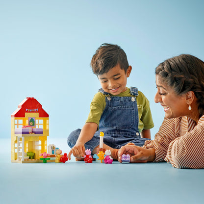 LEGO DUPLO Peppa's Birthday House: creative toy with 3 figures, buildable and rebuildable toy house for kids aged 2 and up, boys and girls, promotes dexterity 10433
