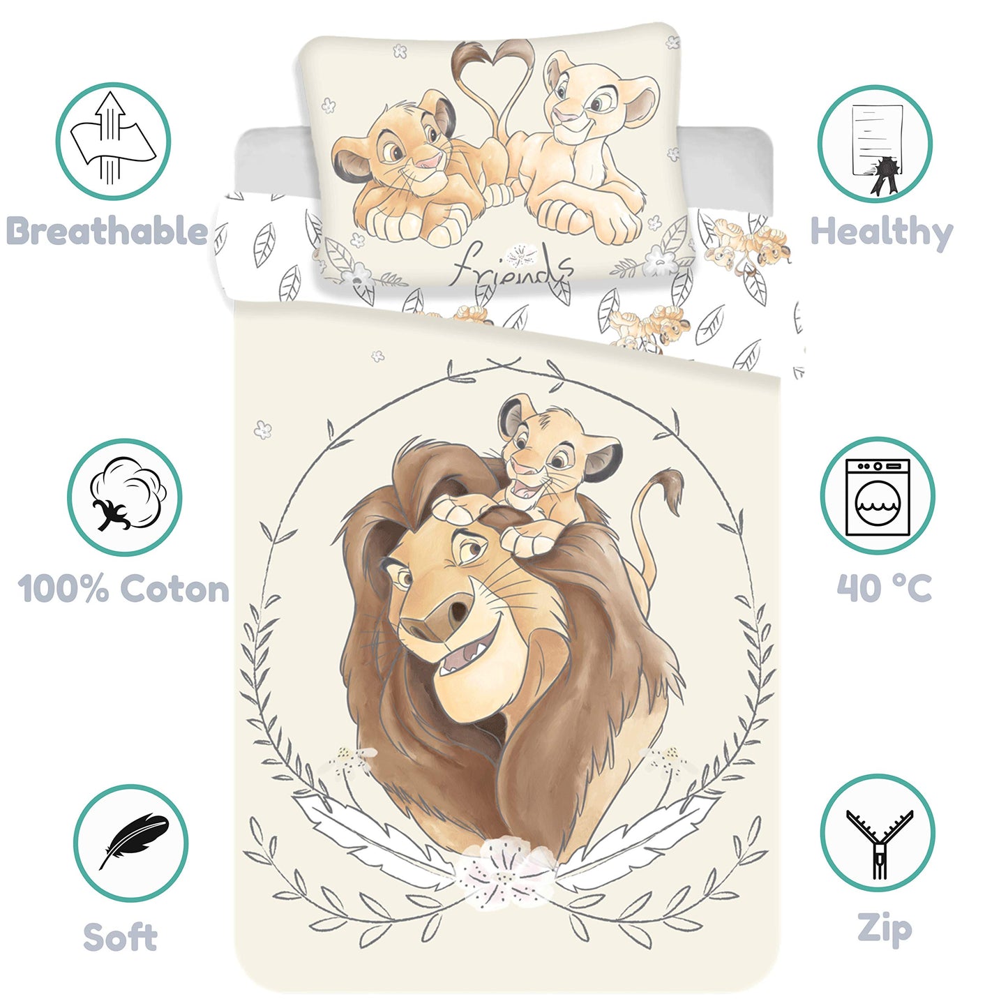 Disney baby bedding, 2-piece set, 100 x 135 cm, 100% cotton, Simba Mufasa