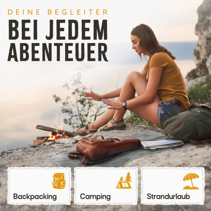 Backpacker's Journey microfiber towels in S M L XL. Travel towel sets are lightweight, quick-drying, absorbent, and antibacterial (gray XL&M)