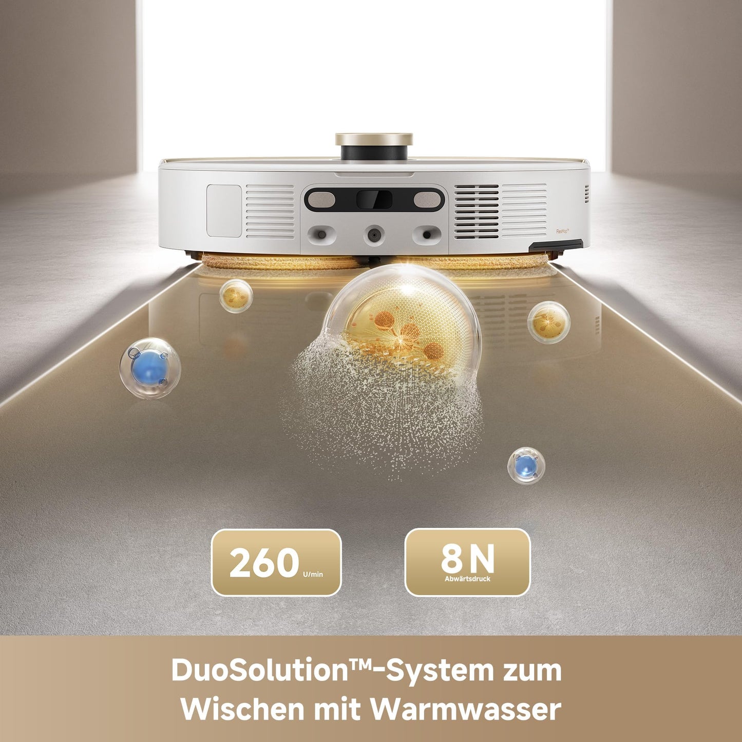 Mova V50 Ultra Complete robotic vacuum with mopping function, 24,000 Pa suction power, 6cm obstacle crossing, Liftable Navigation+RGB AI+LED, 80℃ hot water washing & 63℃ self-drying, DuoSolution System, Tricut Brush.