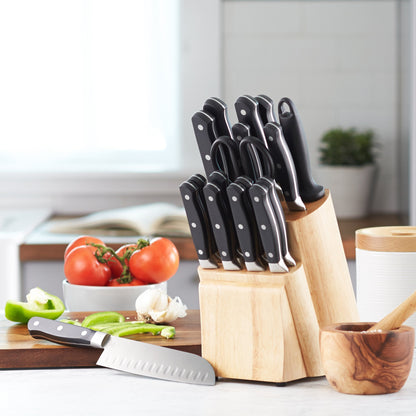 Amazon Basics Premium Knife Block, 18 Pieces, Black