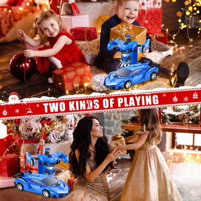 TheDTOY Transformer Toy Remote Control Car for Kids Ages 4-12, 2.4GHz Transforming RC Robot Car, Toy Car Gifts for Boys Girls (Blue)