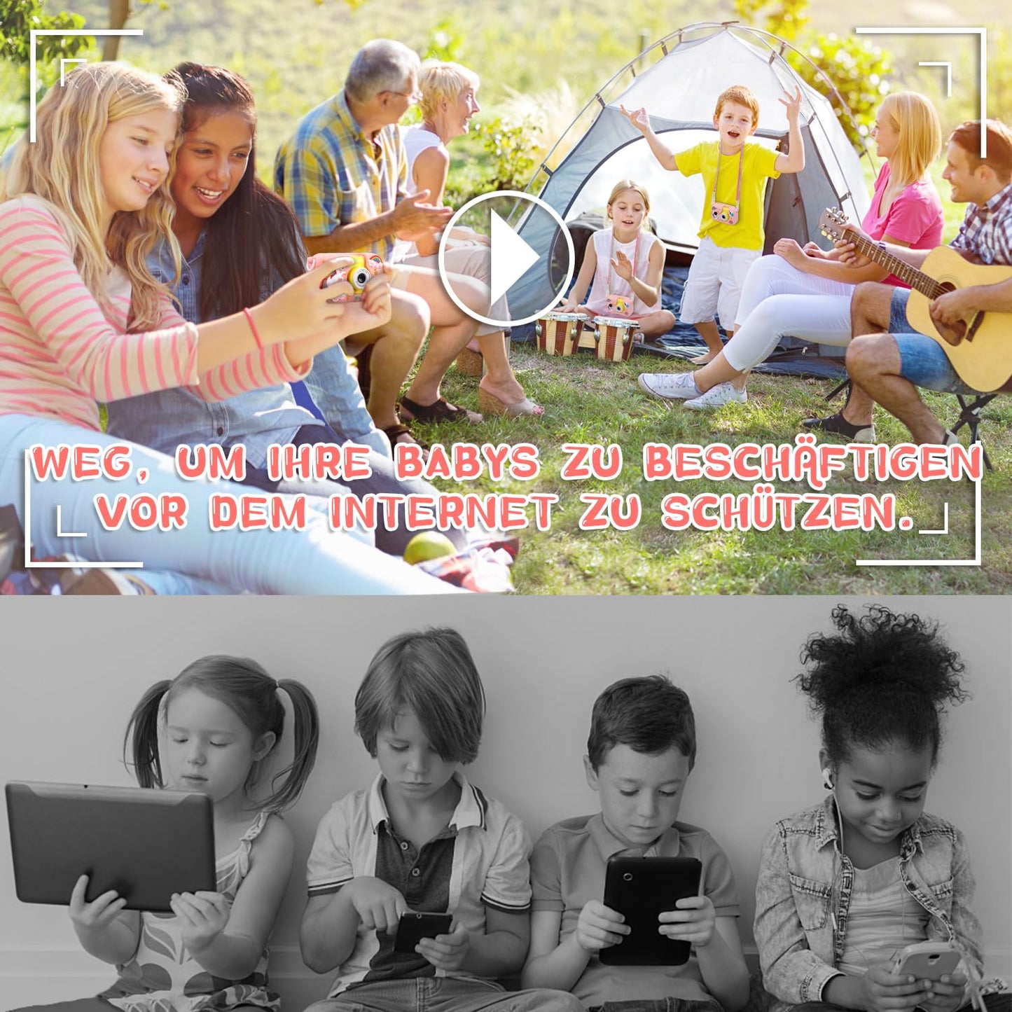 Children's camera for 3 4 5 6 7 8 9 10 11 12 year old girls/boys, kids camera with 180° flip lens & 2.4in IPS screen, birthday party gift toy for girls/boys, 32GB, X101