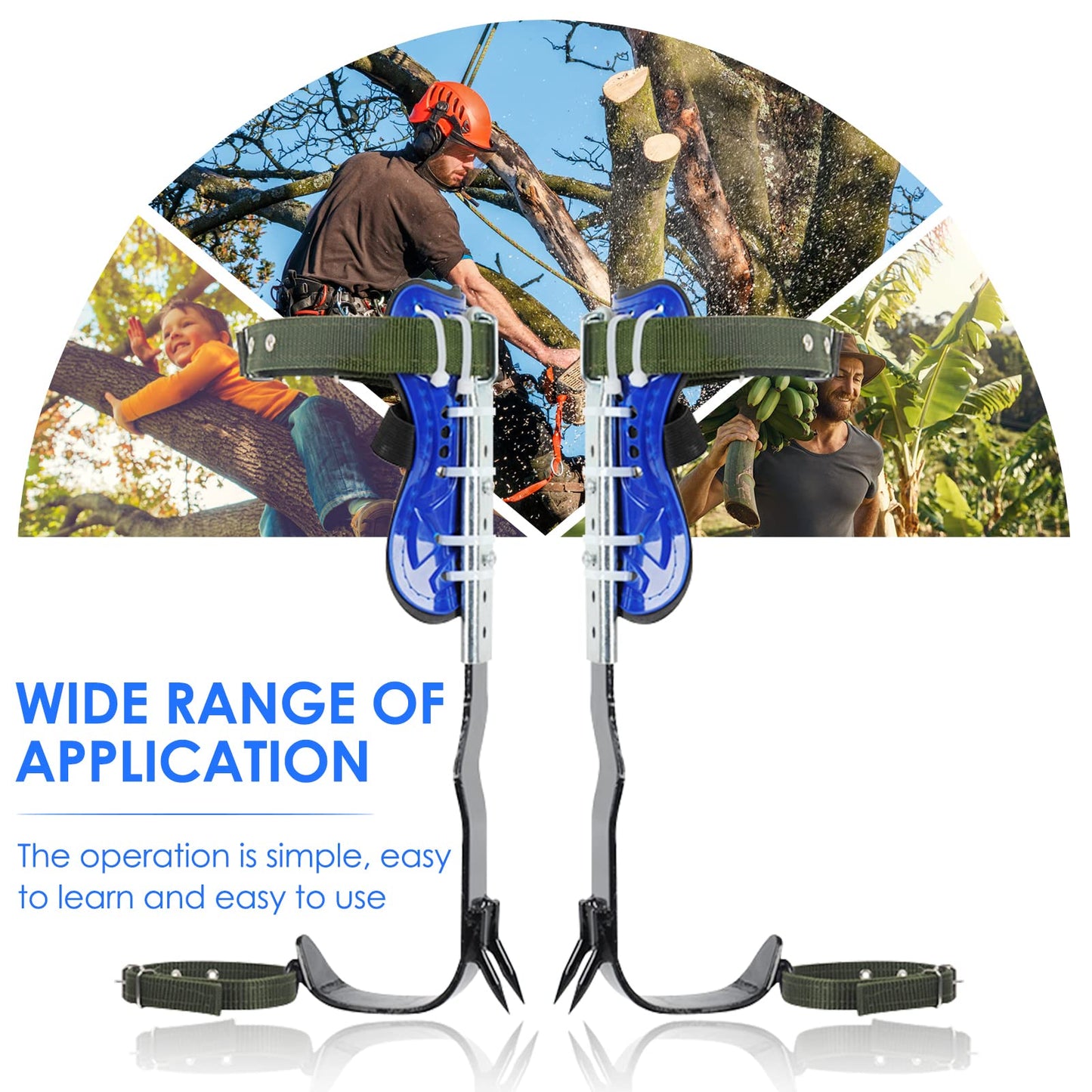 Hellooo Tree Climbing Equipment Set, Height Adjustable Tree Climbing Spikes, Safety Harness Climbing Gear, Tree Climbing Spike Tree Climbing Tool Safety Belt Fall Protection
