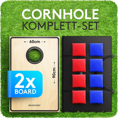 Briliantwerk® Cornhole Game Outdoor - High-quality 11-piece Real Wood Toss Game | Bean Bag Game for Adults & Kids | Bean Bag Game for Outside (painted)