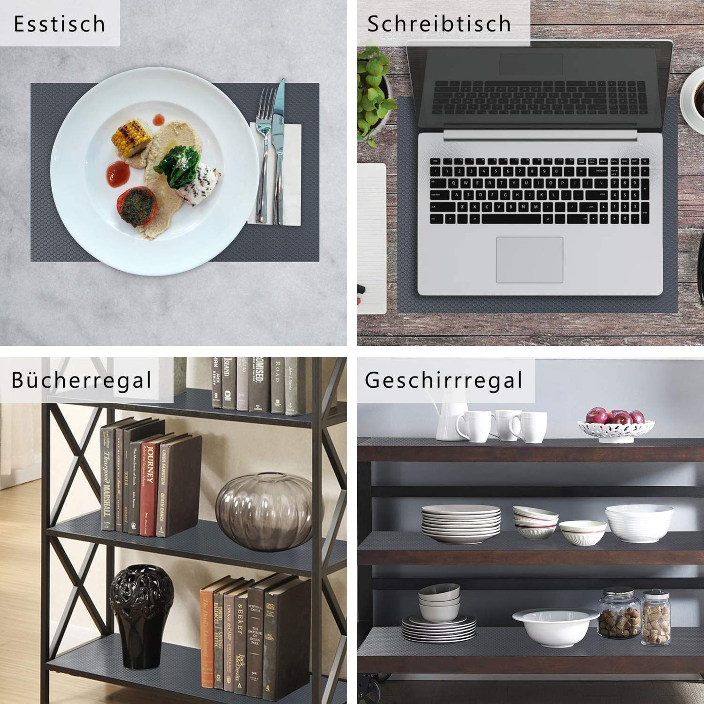 Shelf liner kitchen drawer mats, non-adhesive EVA material refrigerator liners with waterproof, durable refrigerator table placemats for cabinet, drawer lining (Gray, 60cmx500cm)