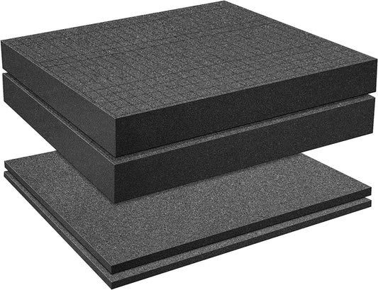 GIONAR grid foam cube foam, 2 pieces 400 x 300 x 50mm/2 pieces 400 x 300 x 10mm, tool case camera case foam, case insert, tabletop miniatures, tools