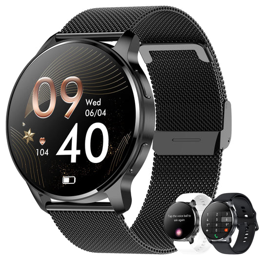 Erkwei Smartwatch for Women with Phone Function 1.32" HD Touch Screen Pedometer Women's Watch Personalized Display Heart Rate SpO2 Sleep Monitor, Fitness Tracker for iOS and Android