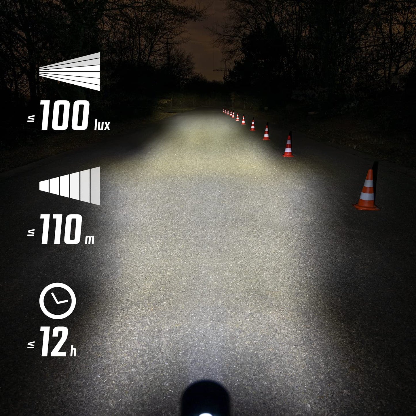 SIGMA bike light set Aura 100/Blaze Link (silicone holder) | Innovative coupling function & automatic light adjustment | LED bike light front with 100 lux | Rear light with brake light function
