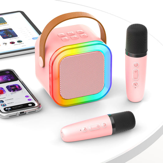 Karaoke Machine for Kids with 2 Karaoke Microphones: [Latest] Mini Karaoke Machine - Karaoke System with 2 Microphones - Music Instrument Accessory Box - Gifts for Girls Kids Toys 3-12 Years