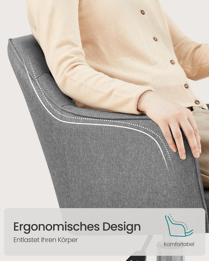 SONGMICS Home Office Chair, Swivel Desk Chair, Height Adjustable, Supports up to 110 kg, Breathable Fabric, for Study Room, Bedroom, Grey OBG019G01