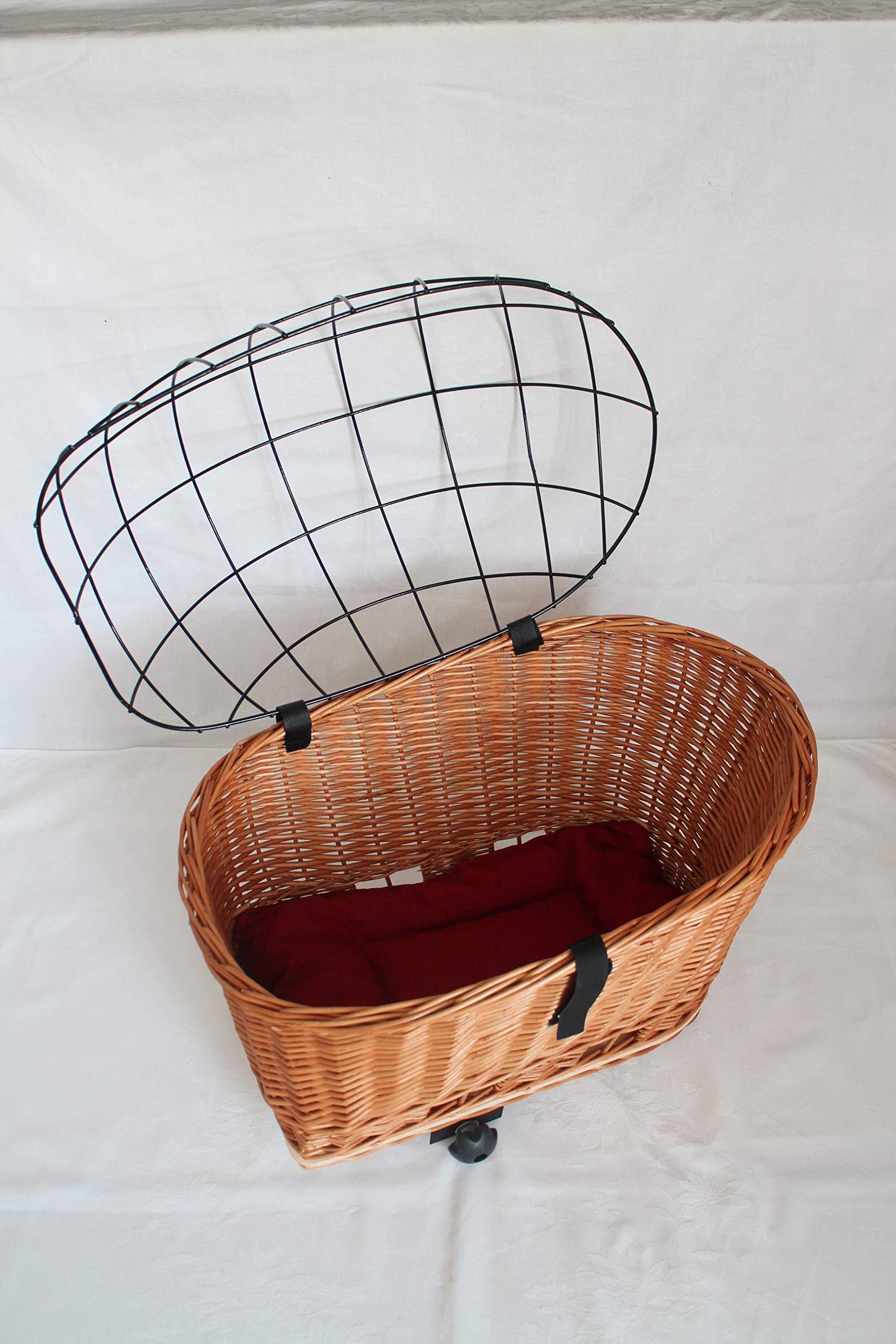 Marcus dog bicycle basket XXL for luggage rack made of wicker with metal grid and cushion luggage rack basket shopping basket