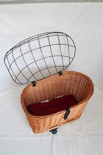 Marcus dog bicycle basket XXL for luggage rack made of wicker with metal grid and cushion luggage rack basket shopping basket