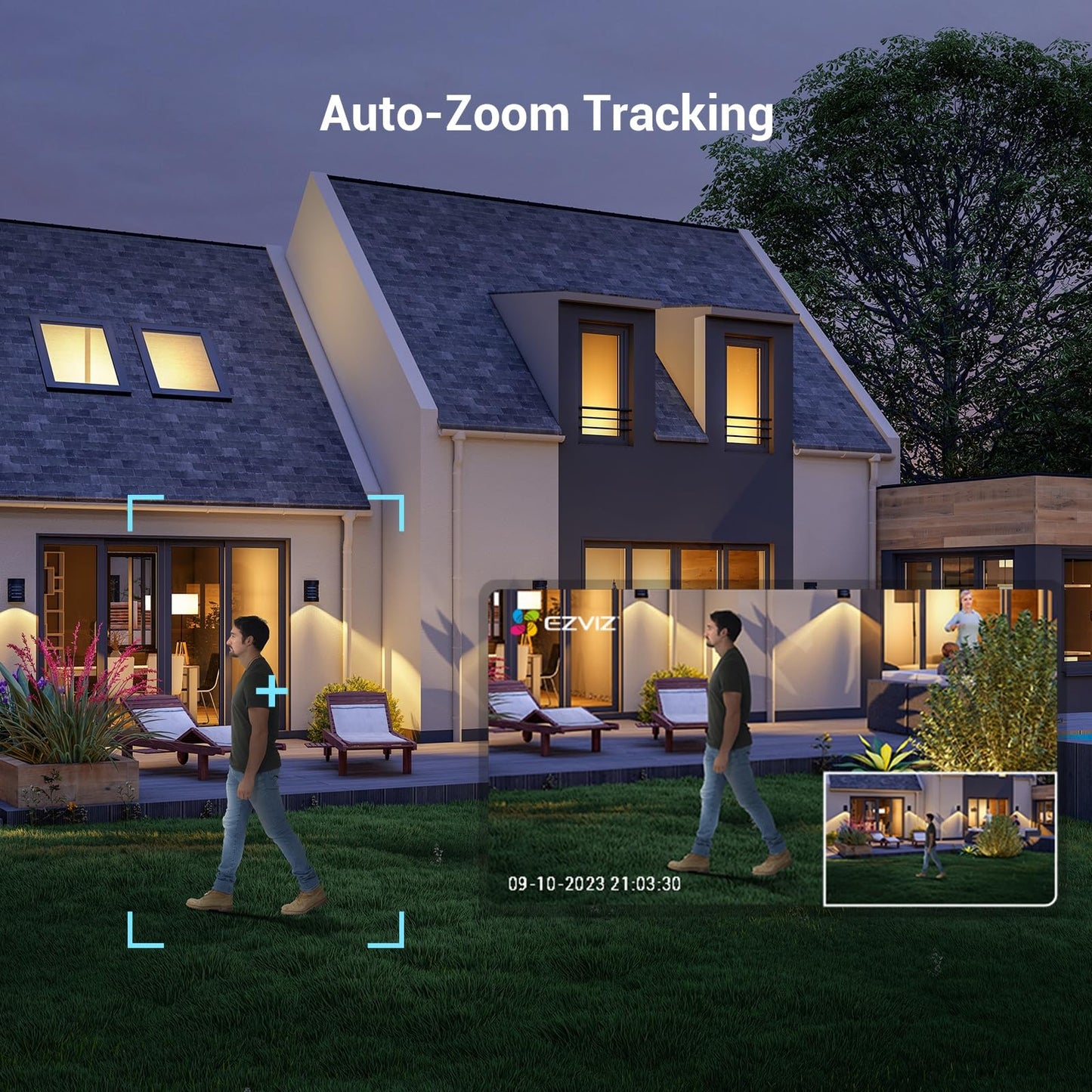 EZVIZ 4MP PTZ Outdoor Surveillance Camera, WiFi IP Camera with Person/Vehicle Detection, Two-Way Audio, Auto Tracking, and Full Color Night Vision, Weatherproof Design, C8C 2K+.