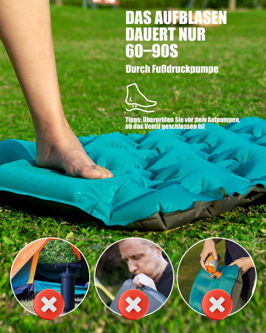 Ultralight Camping Inflatable Outdoor Sleeping Pad: 10CM High Lightweight Self Inflating Air Mattress - Compact & Portable - Anti-Ripstop & Waterproof Camping Mat for Hiking Travel Backpacking (Blue)