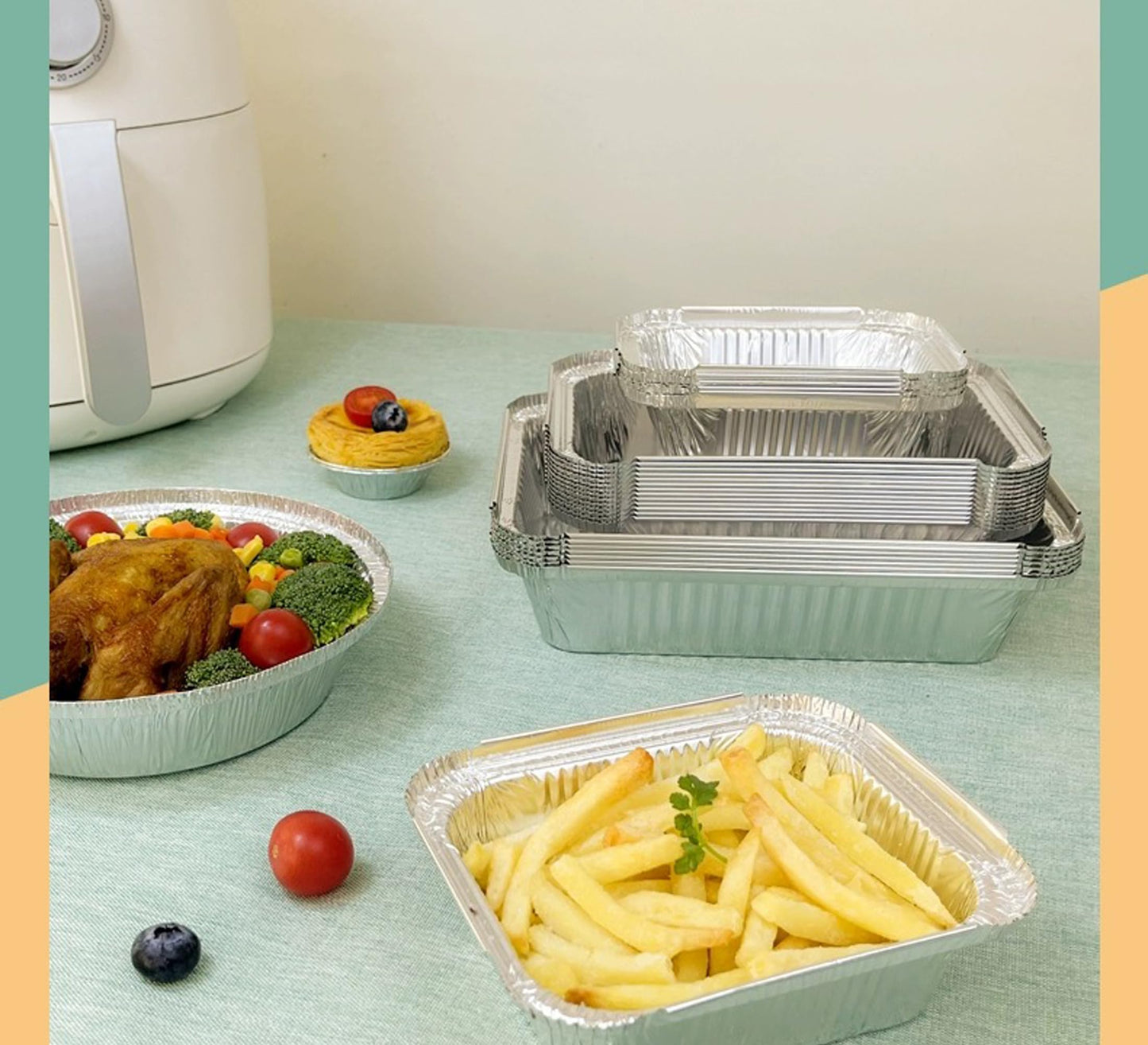 30pcs Aluminum Foil Grill Pans, Grilling Trays Aluminum 1750ml/700ml/410ml, Disposable Aluminum Pans With Lids, Reusable Aluminum Grill Pans For Cooking (Silver-255-30pcs/with lids)