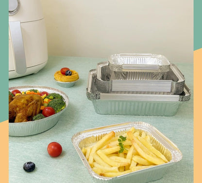 30pcs Aluminum Foil Grill Pans, Grilling Trays Aluminum 1750ml/700ml/410ml, Disposable Aluminum Pans With Lids, Reusable Aluminum Grill Pans For Cooking (Silver-255-30pcs/with lids)