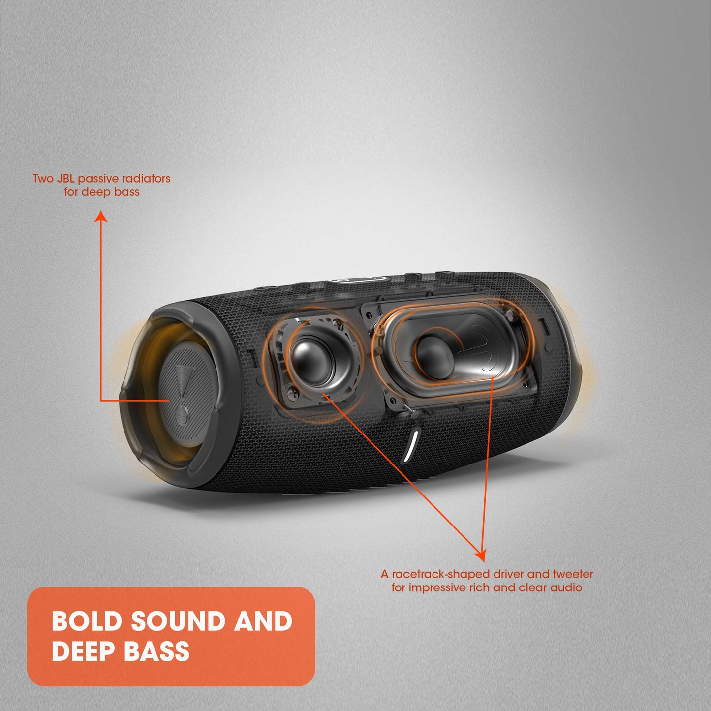 JBL Charge 5 Bluetooth speaker in black - Waterproof, portable boombox with built-in power bank - One charge for up to 20 hours of wireless music enjoyment.