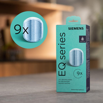Siemens Multipack TZ80032A, 9 descaling tablets, protect against corrosion, suitable for EQ series coffee machines, as well as built-in fully automatic machines.