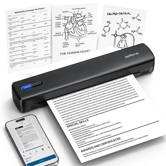 POLONO Thermal Printer A4 Wireless for Travel