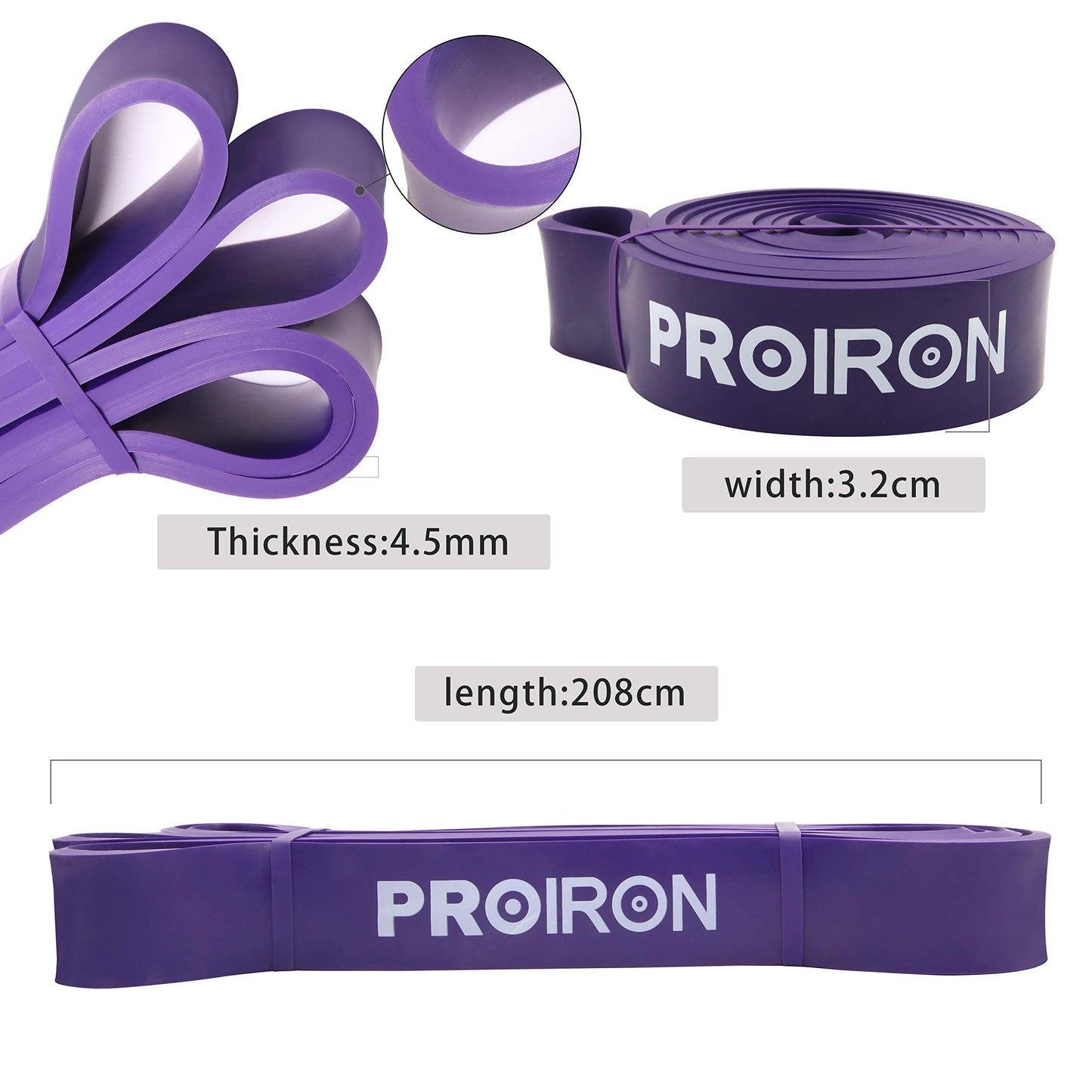 PROIRON Resistance Bands, Set for strength training, Pull Up Fitness bands, bands for strength training for Fitness/Sport/Muscle building/Pull-up/Yoga/Crossfit - A 3-piece set (Yellow+Purple+Red)
