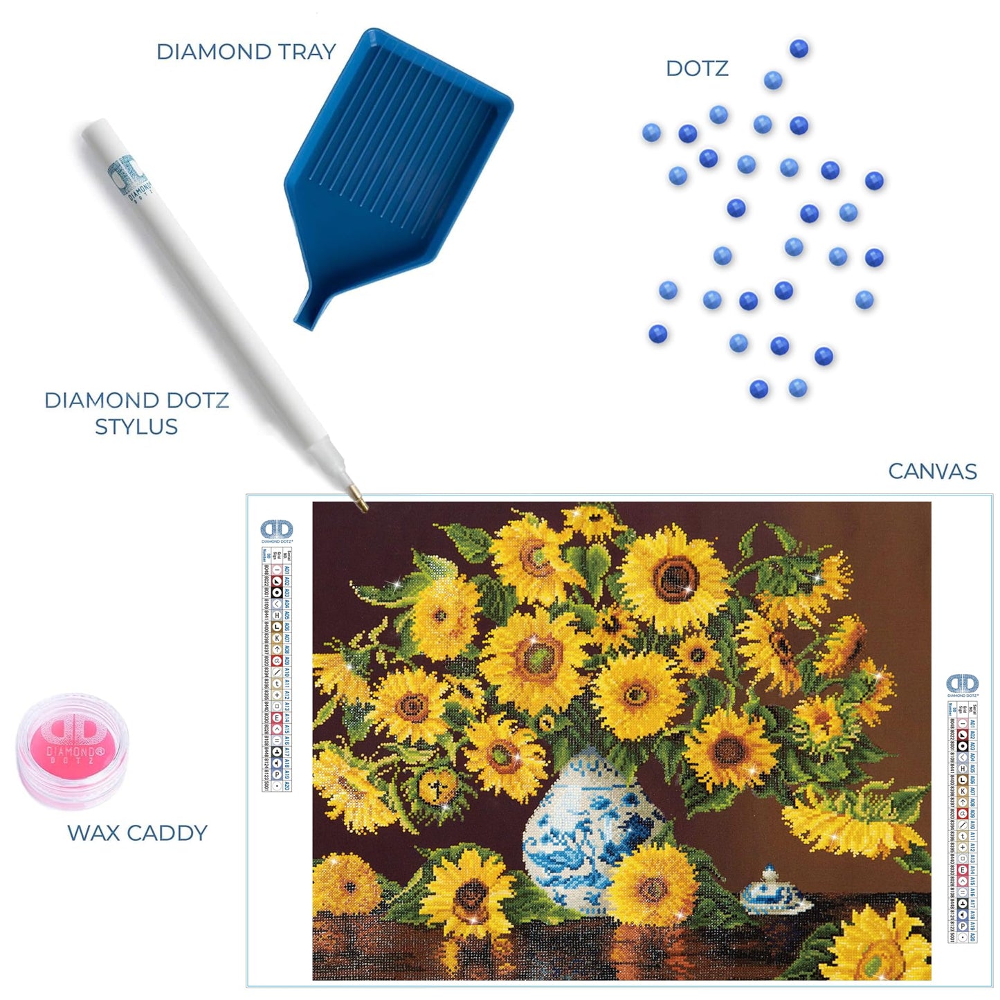 Diamond Dotz Sunflowers in a china vase DD13.006