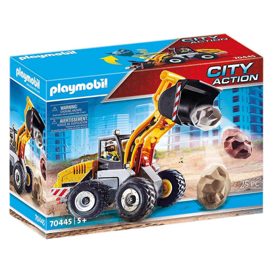 PLAYMOBIL City Action 70445 Construction Front End Loader with movable bucket and handle for kids ages 5+. Great for moving and fixing the shovel.