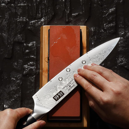 SHAN ZU Sharpening Stone Sharpening Stone Whetstone for Professional 2-in-1 Dual-Sided Knife Sharpener, Grit 1000/6000 with Non-Slip Silicone Holder for Kitchen Knives