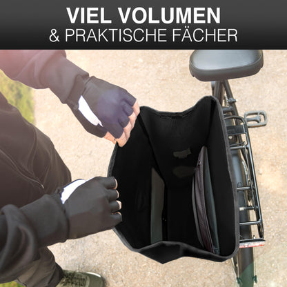 Valkental® Large & Waterproof Rear Bike Rack Bag [28L] Lockable Attachment [PVC free] Bike Bag with Large Reflectors - Includes Shoulder Strap & Inner Compartments - Tested Quality
