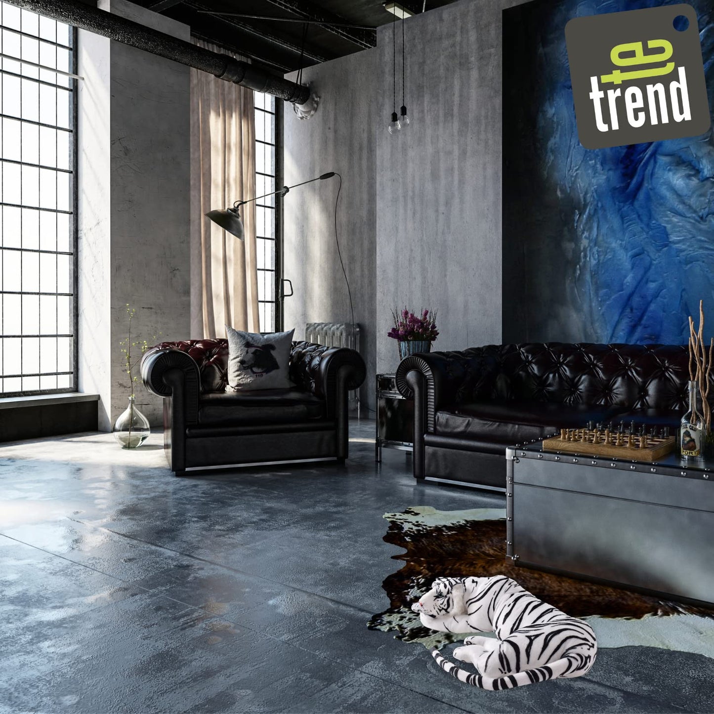 TE-Trend White Tiger Plush Toy XXL Stuffed Animal lying cat Big Cat Predator Decoration Figure Gift Toy 70cm Multicoloured