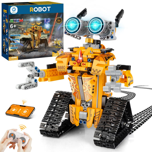 Sillbird Technology Robot Kids Building Toy, Programmable Robot Kit, Remote Control Robot with Light and Sound, 360° Rotation, STEM Building Toy Boys Gift for 8-12 Year Old Boys.