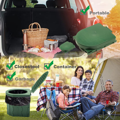 KINSPORY Camping Toilet, Portable Toilet, Separation Toilet, Portable Toilet for Outdoor or Indoor, Folding Potty for Car Camping (Green with lid)