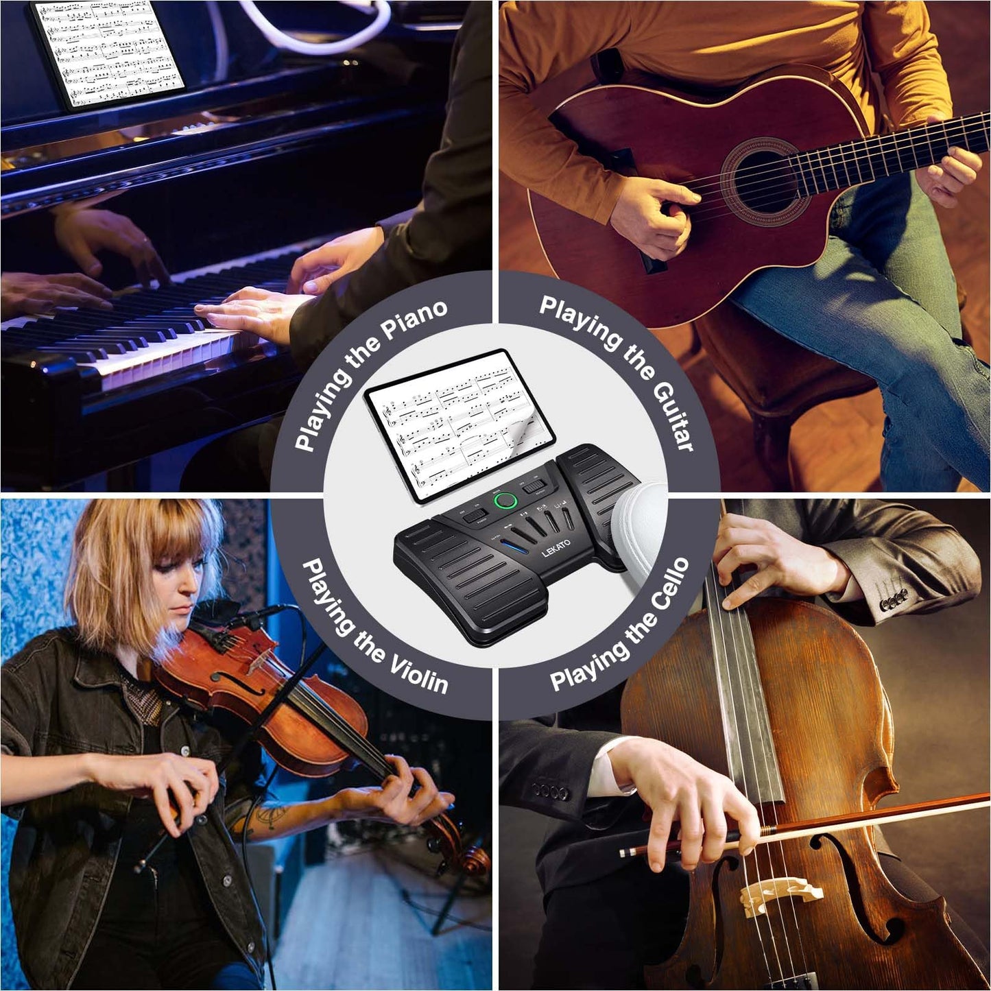 LEKATO Bluetooth Page Turning Pedal, Wireless Page Turner, Rechargeable Page Flipper for Smartphone Tablet Computer, 5 Modes, Wireless Foot Switch for Playing Instruments or Prompting