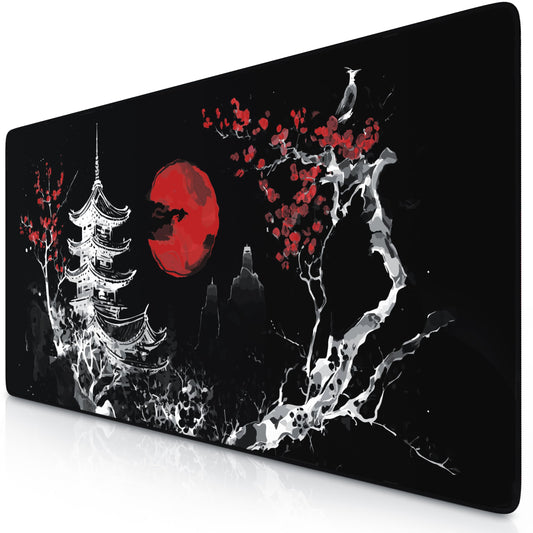 TITANWOLF - XXL Speed Gaming Mousepad 900 x 400mm - XXL Mousepad - Desk Pad Large Size - Improved Precision and Speed - Japan Ink Painting Black