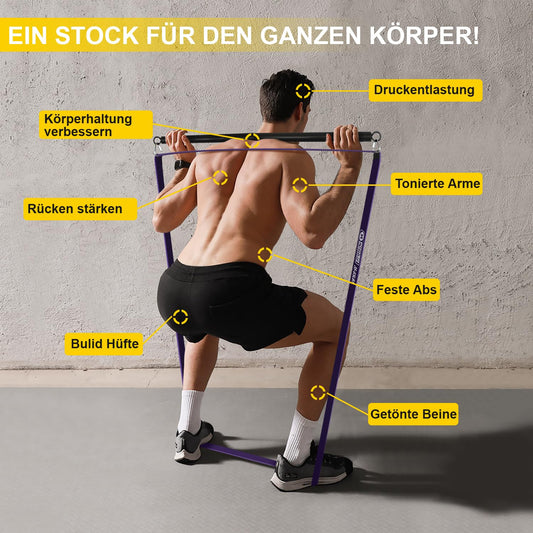 POWER GUIDANCE Resistance Bands, Fitness Bands, Pull Up Resistance Band - Perfect for Body Stretching, Powerlifting (#7. A set of 4 (red + black + purple + Pilates Bar)