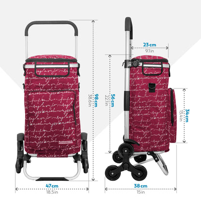 Rubberneck shopping trolley - Foldable cart - Cooler compartment - Adjustable handle - Red