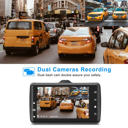 Dashcam for Car Front and Rear with 32GB SD Card, Car Camera 3.0-inch IPS Screen Full HD 1080P, Aluminum Alloy Body, 170° Wide Angle, WDR, Parking Monitor, Night Vision, G-Sensor, Loop Recording.