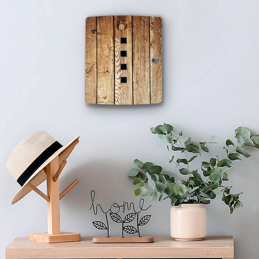 Banjado Design stainless steel key cabinet for 10 keys/key box for key storage 24 x 21.5 x 7cm with practical magnetic closure/Motif oiled wood