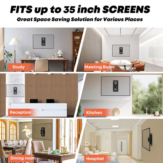 Height adjustable monitor wall mount for 1 monitor, suitable for 13-35 inch screens. Ultra-slim PC monitor holder, swivel and tilt, with VESA 75x75/100x100mm, supports up to 10kg.