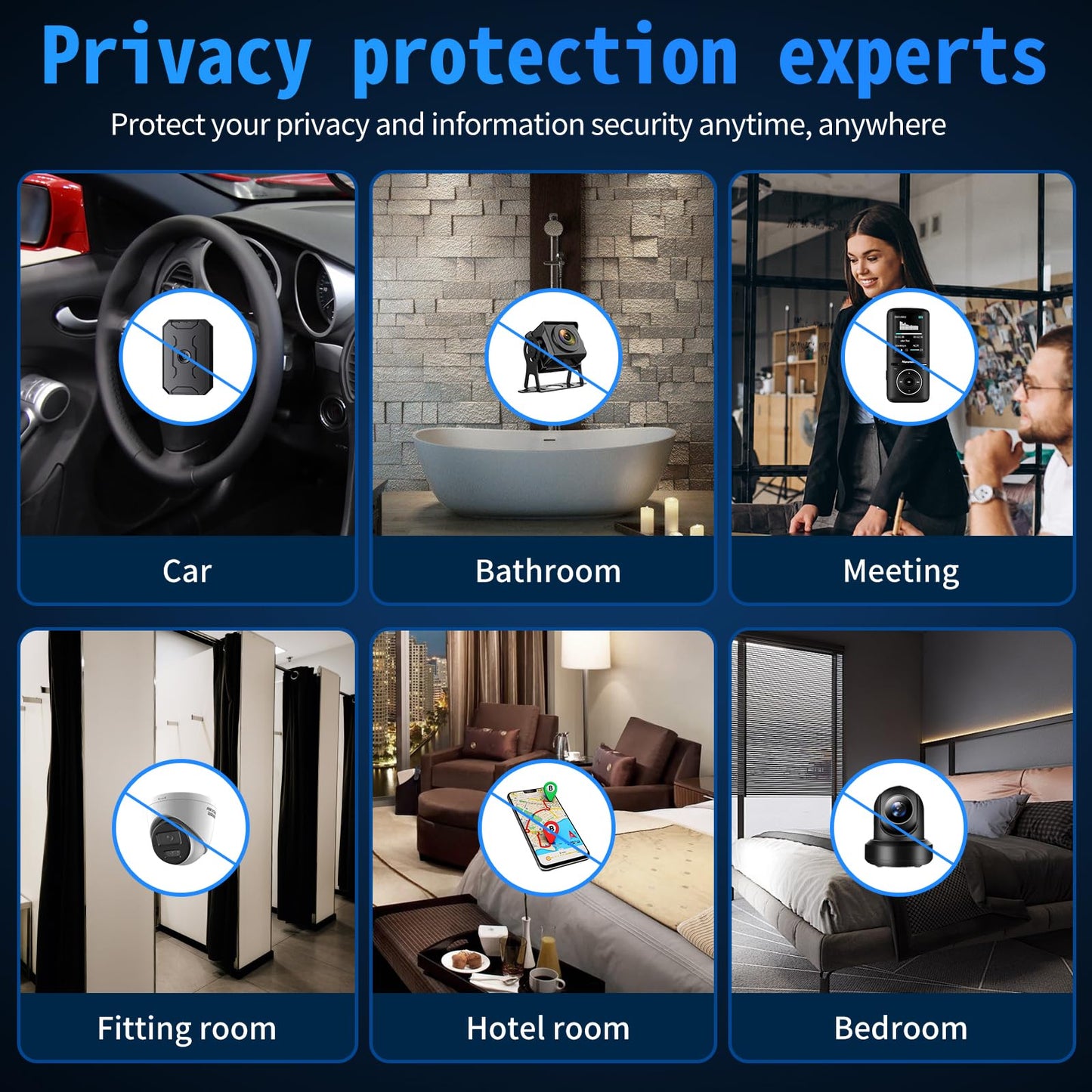 KIMTAR Bug Detector, 4-in-1 RF Hidden Camera Detector, GPS Spy Finder, 6 Levels Sensitivity Hidden Camera Detector for GSM Tracker Bug Devices, Wireless Camera Bug Finder.